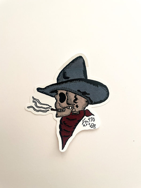 Smoking Skull Cowboy Stickers