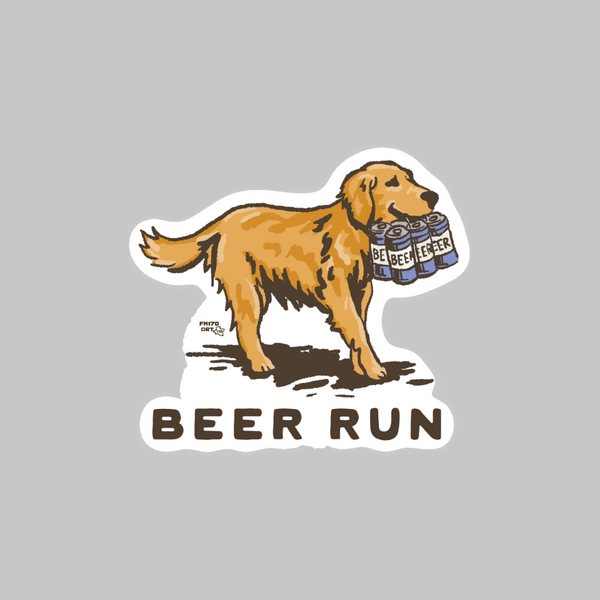 Beer Run Dog Sticker
