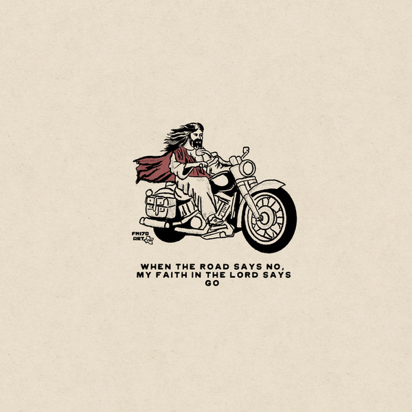 Jesus on a motorcycle print