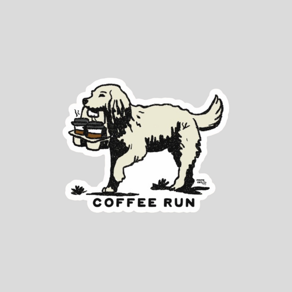 Coffee Run Golden Retriever Sticker