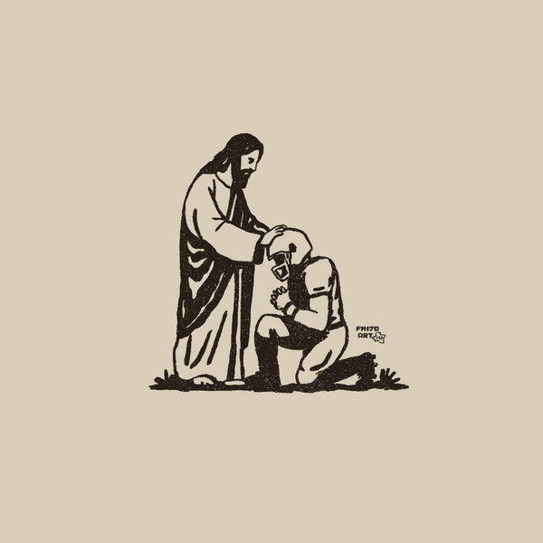 Jesus praying over football player print