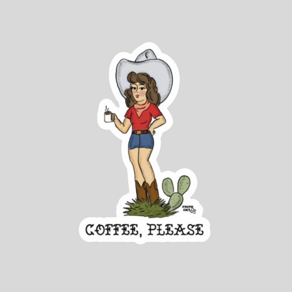 Coffee, please: Cowgirl sticker