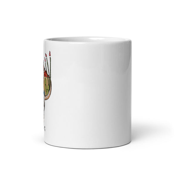 Desert Skull with Ocotillo White glossy mug
