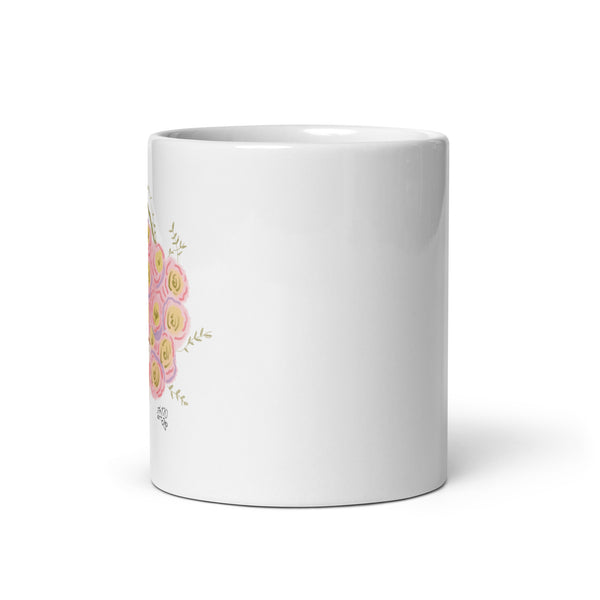 Flower Crown Girl White glossy mug