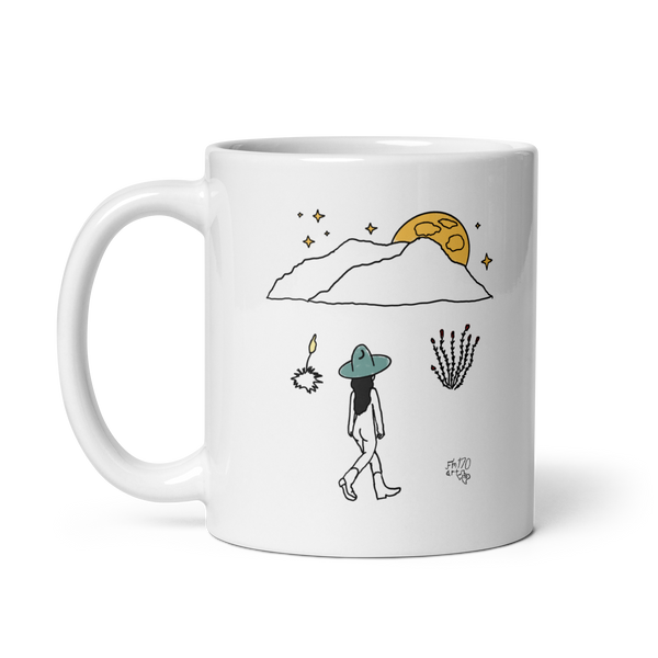 The Mountains are calling White glossy mug