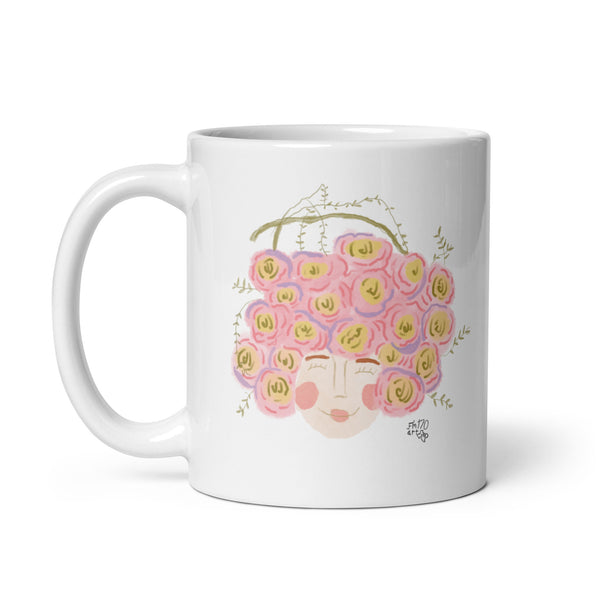 Flower Crown Girl White glossy mug