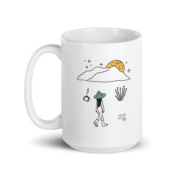 The Mountains are calling White glossy mug