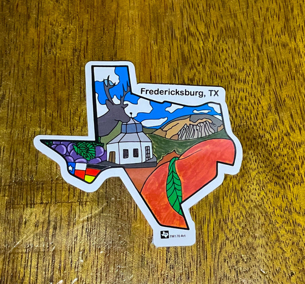 Fredericksburg, TX Texas Shape Sticker