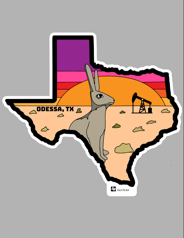 Odessa, Texas Jack Rabbit sunset sticker