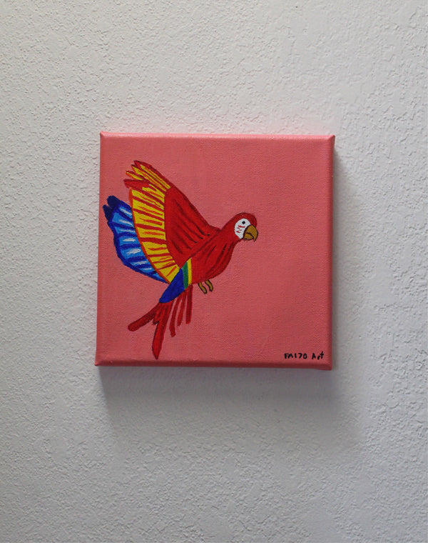 Flying Parrot pink Arcylic Painting