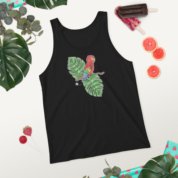 Parrot and Palm Leaves Unisex Tank Top