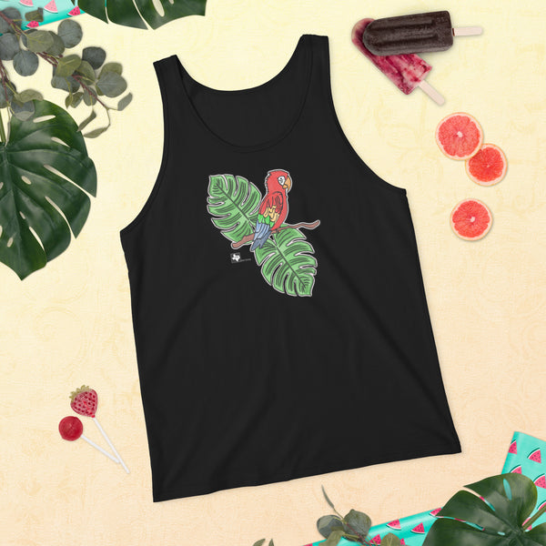 Parrot and Palm Leaves Unisex Tank Top