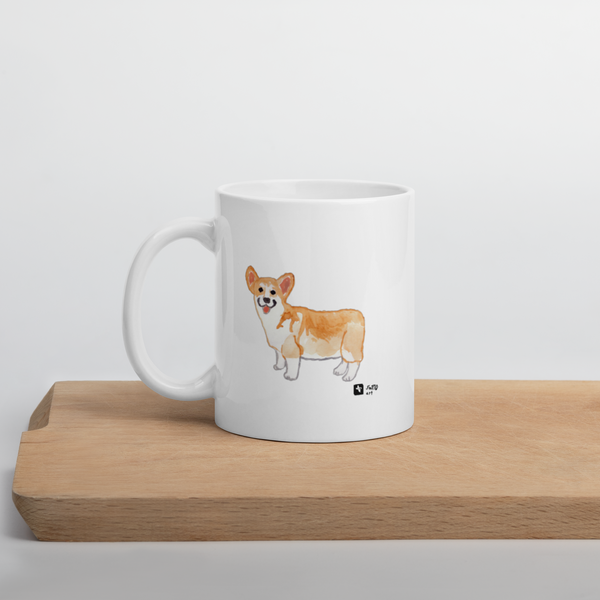 Corgi White glossy mug