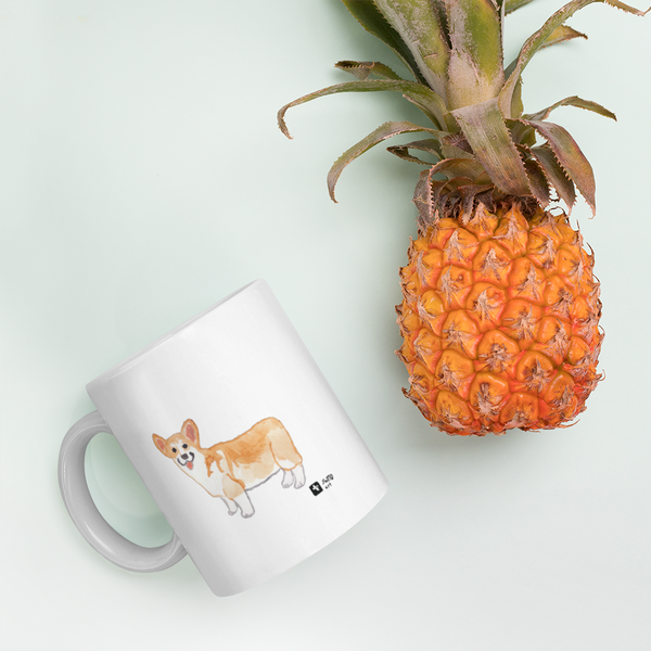 Corgi White glossy mug