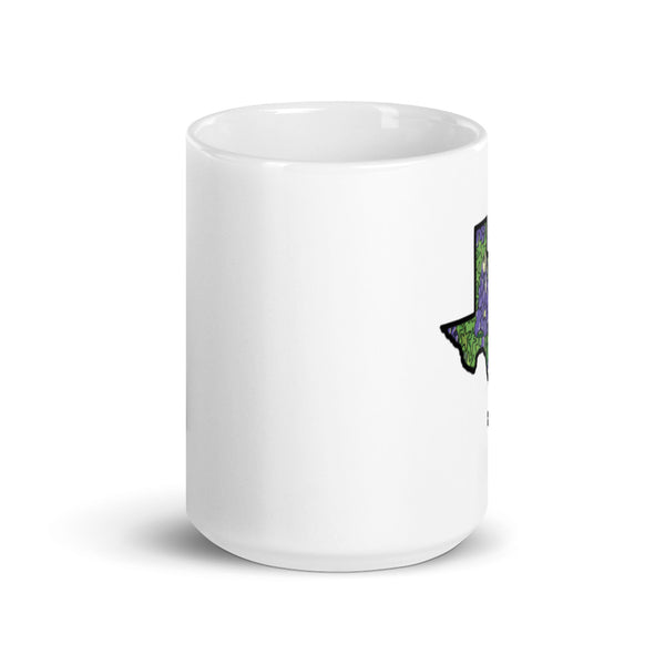 Blue Bonnet Texas Shape White glossy mug